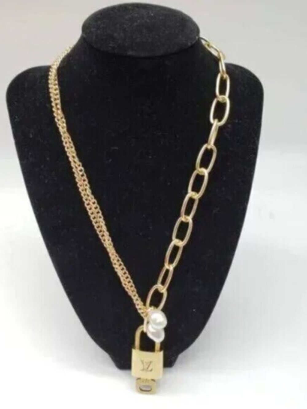 Gold-Plated Necklace with Authentic Louis Vuitton Padlock